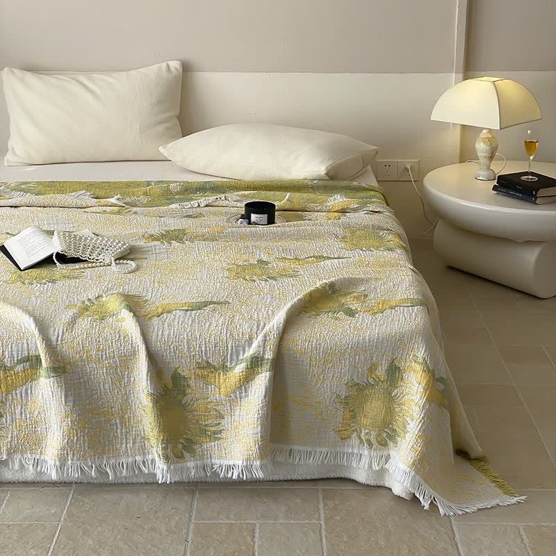 Trapunta reversibile in garza di cotone rurale con nappe