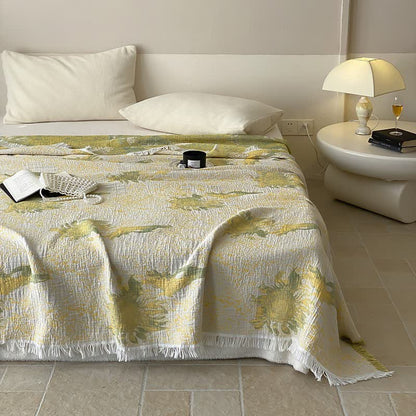 Trapunta reversibile in garza di cotone rurale con nappe