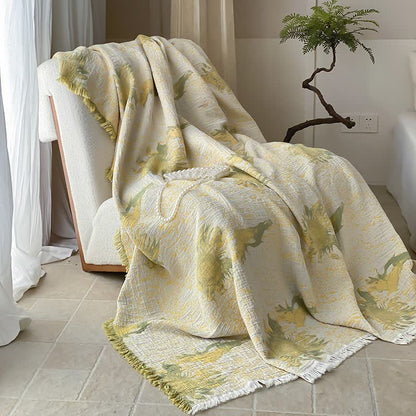 Coperta reversibile in garza di cotone rurale con nappe
