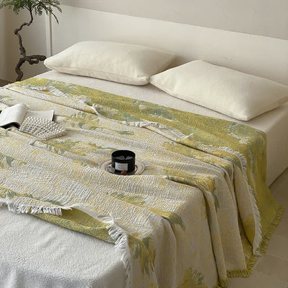 Trapunta reversibile in garza di cotone rurale con nappe