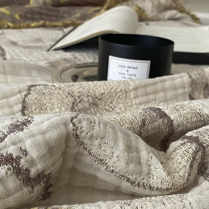 Coperta per divano in garza di cotone retrò con nappe