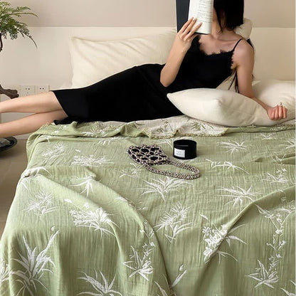 Trapunta reversibile in garza di cotone jacquard di bambù