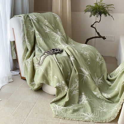 Trapunta reversibile in garza di cotone jacquard di bambù