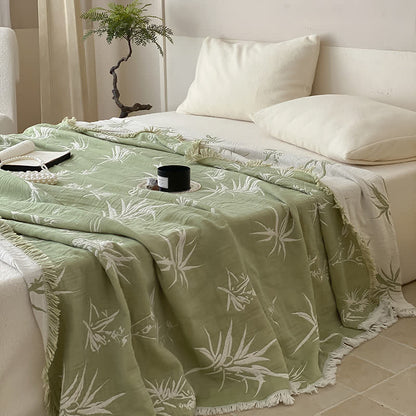 Trapunta reversibile in garza di cotone jacquard di bambù