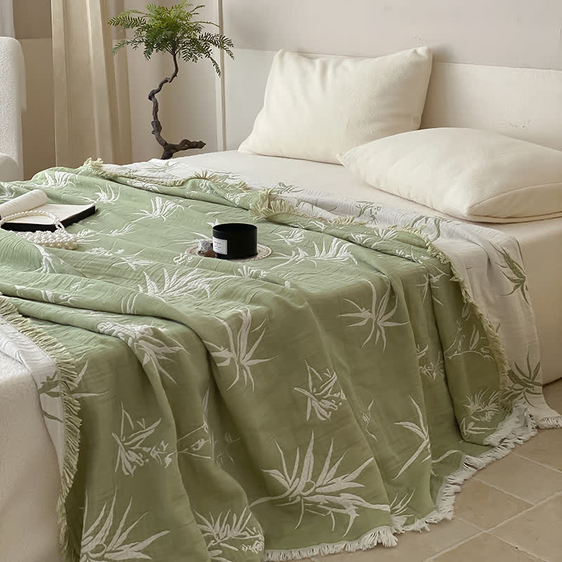 Coperta per divano in garza di cotone reversibile in bambù