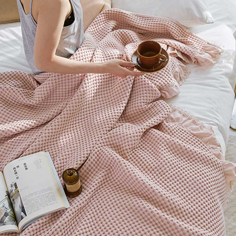 Coperta da divano con trama a nido d'ape, comoda trapunta - image 1