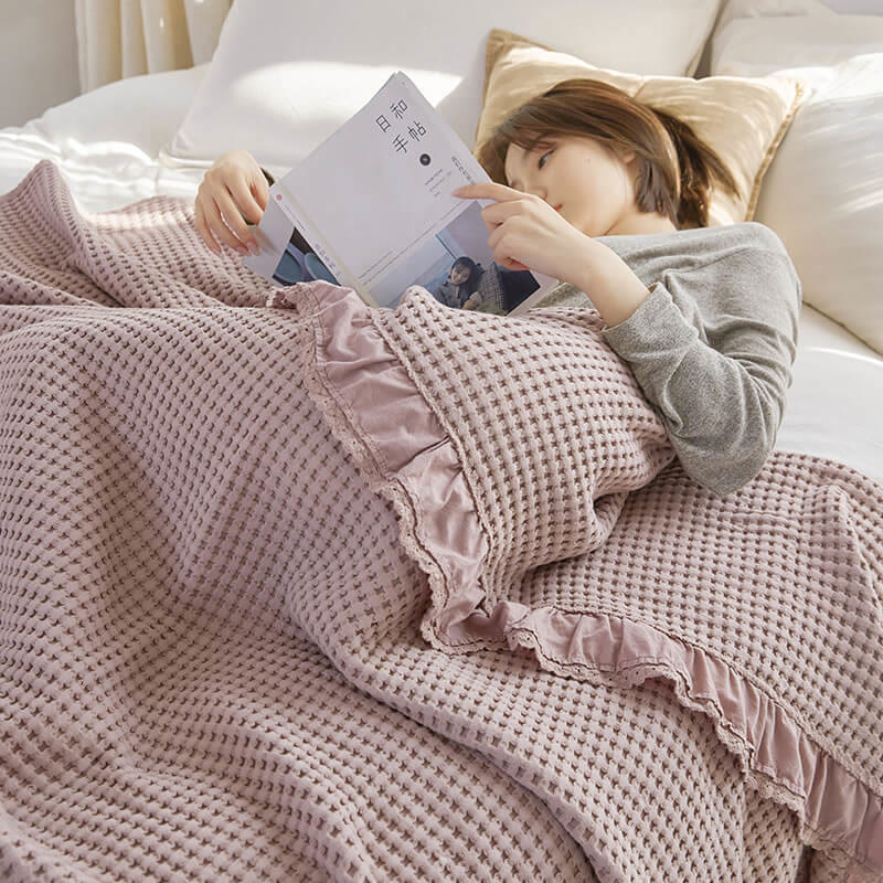 Coperta per divano Ownkoti Waffle Weave, comoda trapunta