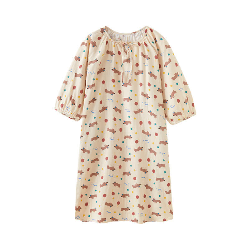 Camicia da notte comoda in garza di cotone per cani carini