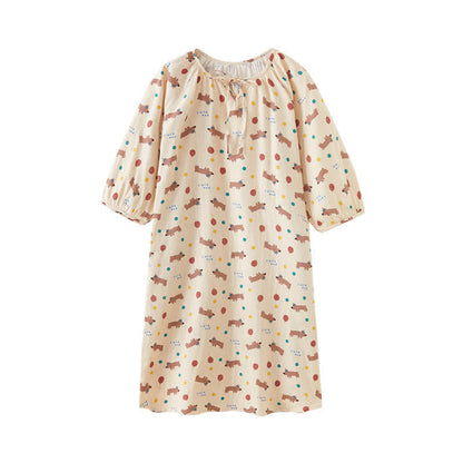 Camicia da notte comoda in garza di cotone per cani carini