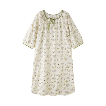 Camicia da notte morbida in garza di cotone di coniglio rurale