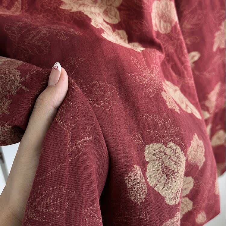 Completo da notte in garza di cotone jacquard floreale vintage