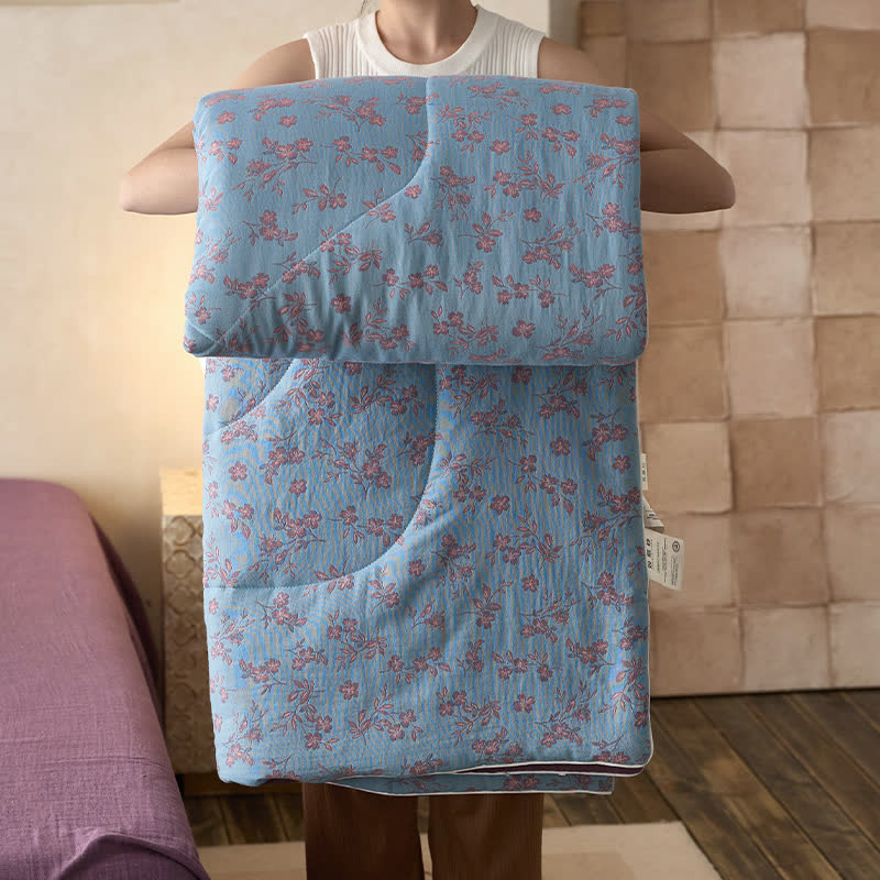 Biancheria da letto floreale traspirante e confortevole in garza di cotone
