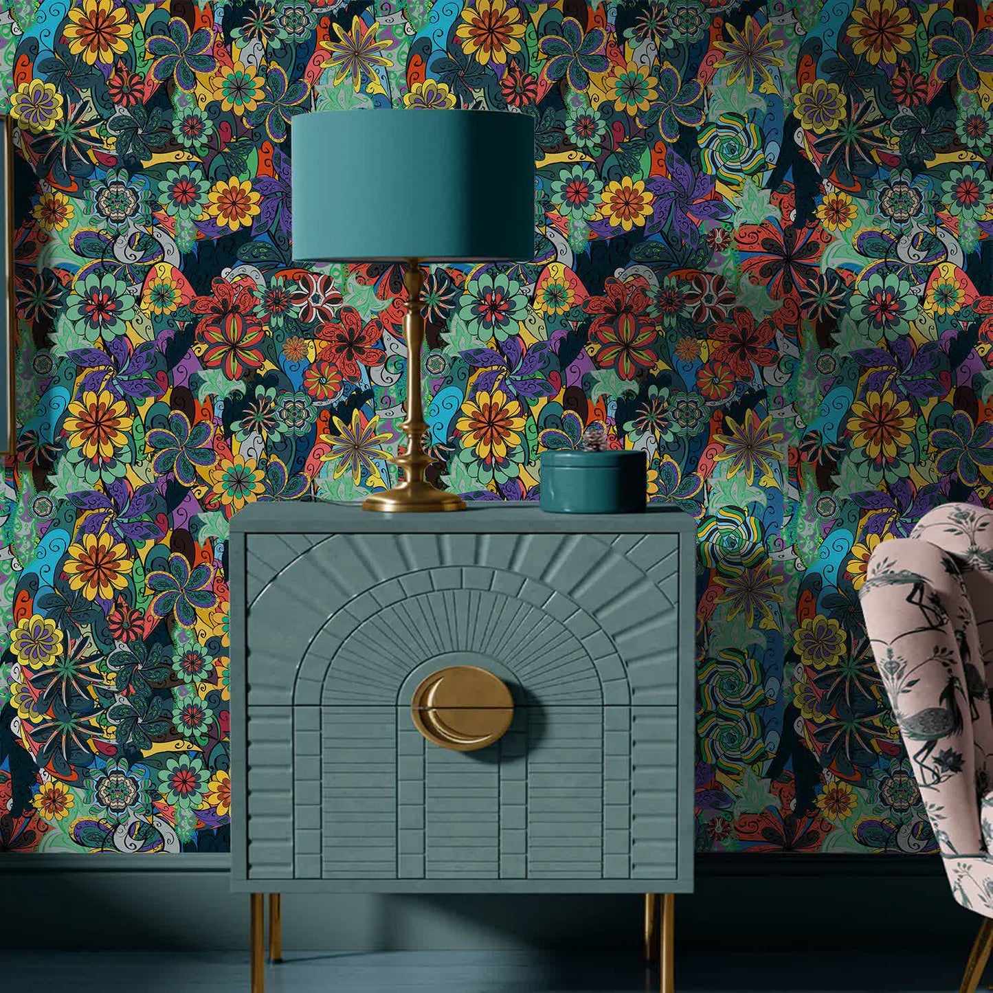 Carta da parati decorativa floreale luminosa rimovibile fai da te