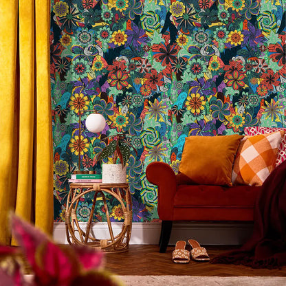 Carta da parati decorativa floreale luminosa rimovibile fai da te