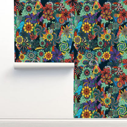Carta da parati decorativa floreale luminosa rimovibile fai da te