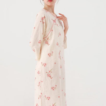 Camicia da notte morbida in garza di cotone Plum Blossom