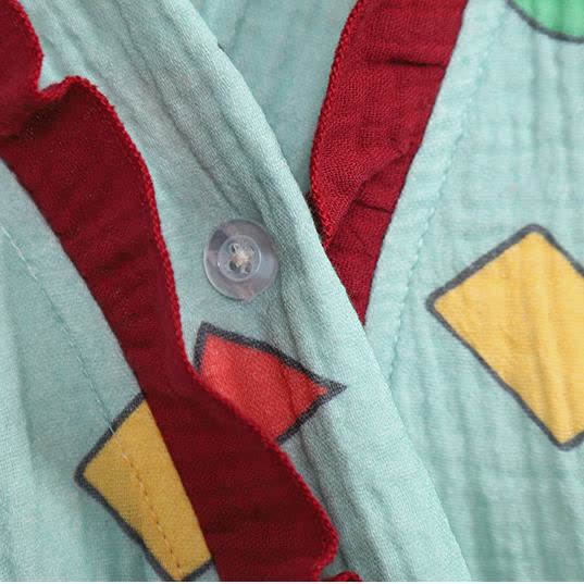 Camicia da notte kimono geometrica in garza di cotone taglie forti