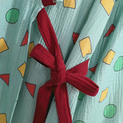 Camicia da notte kimono geometrica in garza di cotone taglie forti