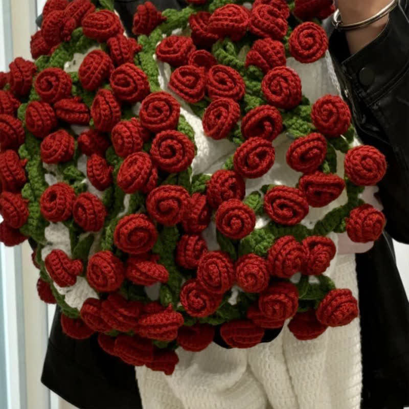 Bouquet di rose all'uncinetto fatto a mano