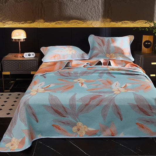Copriletto traspirante reversibile Jacquard Leaf