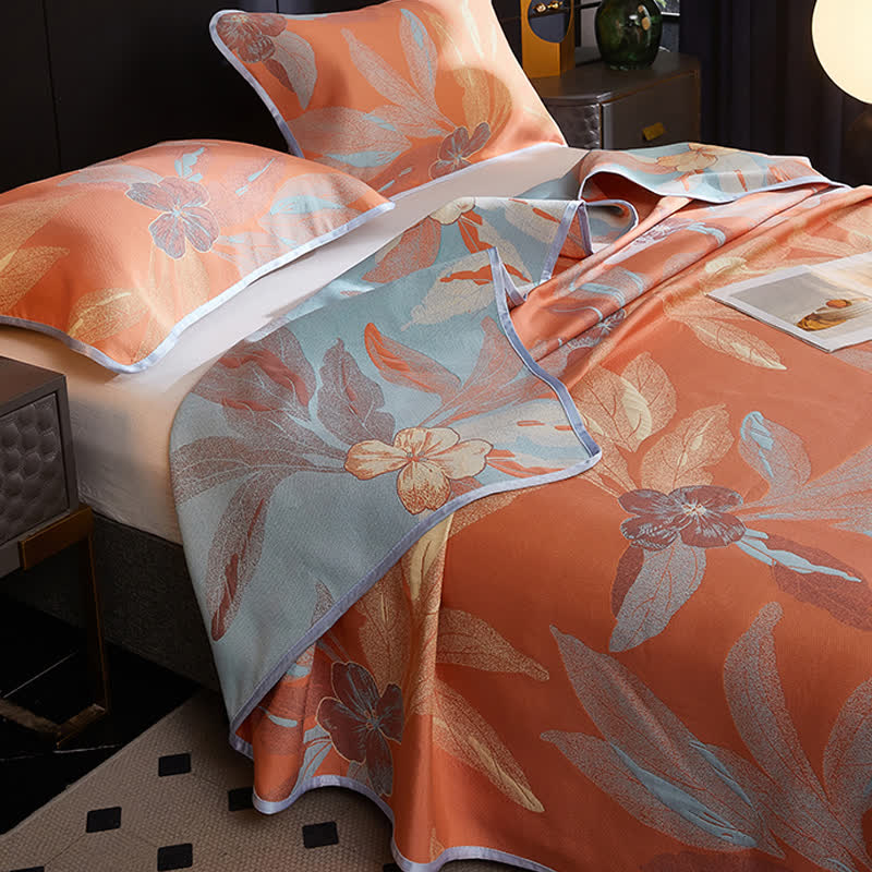 Copriletto traspirante reversibile Jacquard Leaf