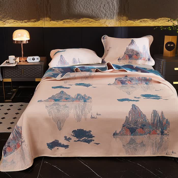 Copriletto reversibile morbido e rinfrescante vintage in jacquard