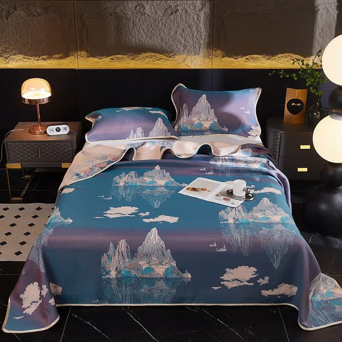 Copriletto reversibile morbido e rinfrescante vintage in jacquard
