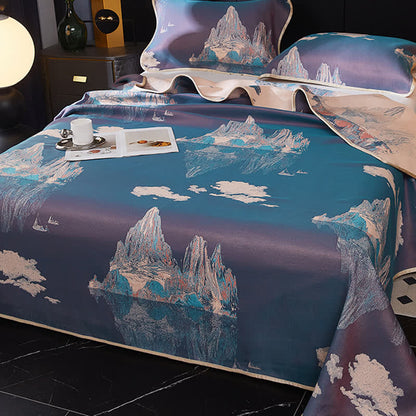 Copriletto reversibile morbido e rinfrescante vintage in jacquard