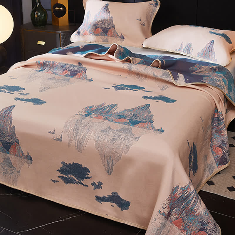 Copriletto reversibile morbido e rinfrescante vintage in jacquard