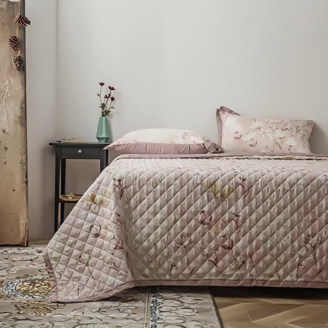 Biancheria da letto trapuntata floreale in fibra di Lyocell