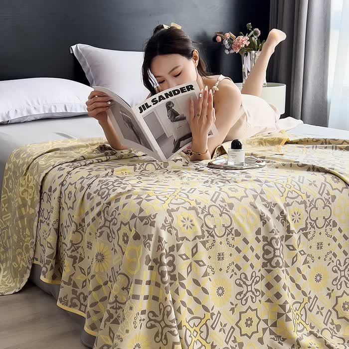 Trapunta leggera vintage in jacquard di fibra di bambù