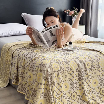 Trapunta leggera vintage in jacquard di fibra di bambù