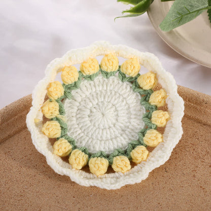 Sottobicchiere all'uncinetto con tulipani rurali fatti a mano