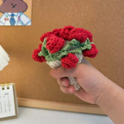 Sottobicchiere all'uncinetto con bouquet di rose fatto a mano