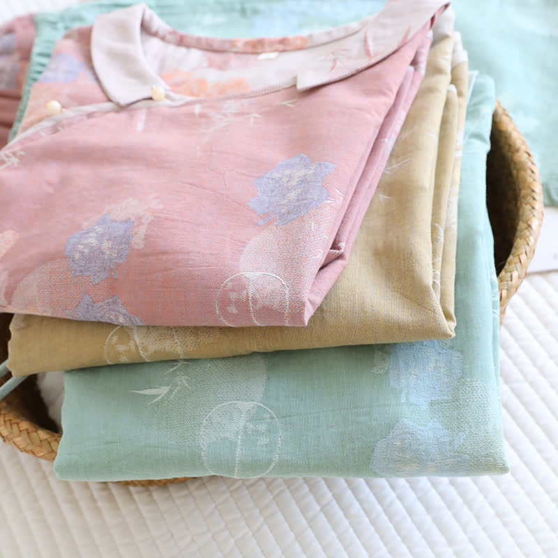 Pigiama vintage in cotone di bambù con stampa floreale