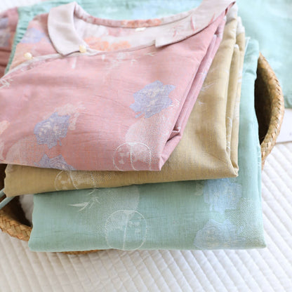 Pigiama vintage in cotone di bambù con stampa floreale