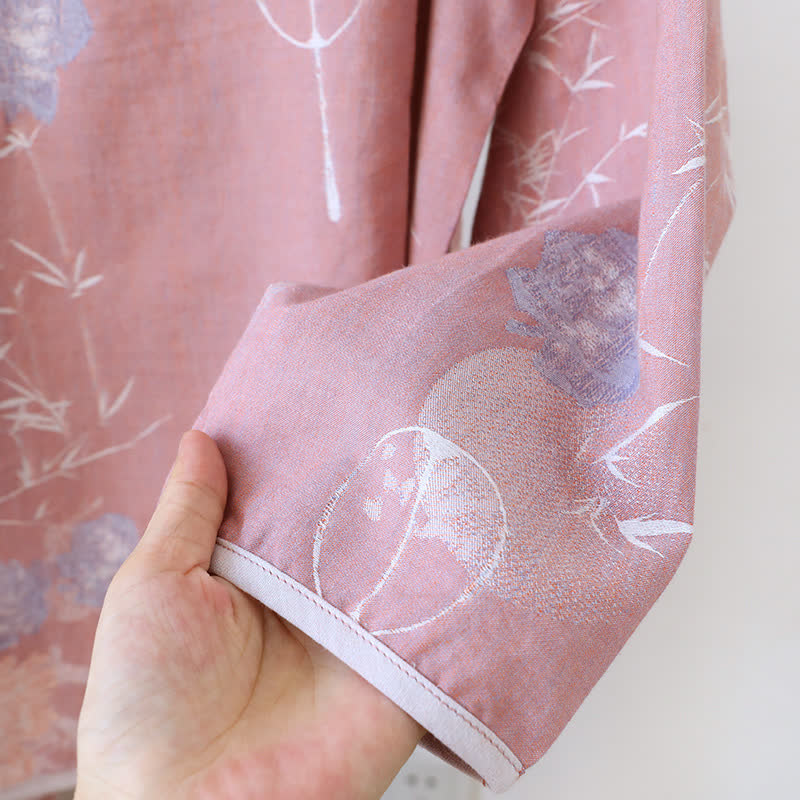 Pigiama vintage in cotone di bambù con stampa floreale