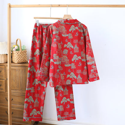 Completo da salotto in cotone jacquard a doppio filato con motivo ad albero