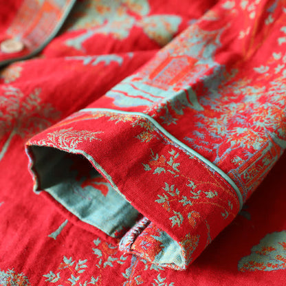 Completo da salotto in cotone jacquard a doppio filato con motivo ad albero