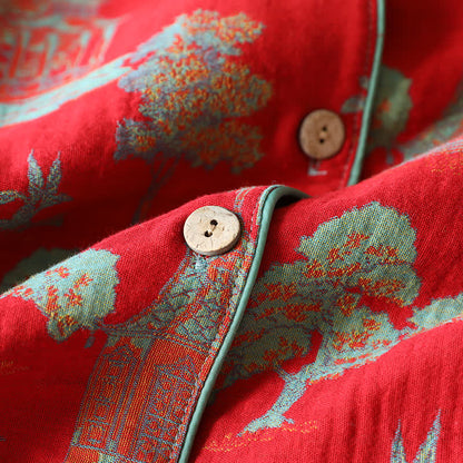 Completo da salotto in cotone jacquard a doppio filato con motivo ad albero