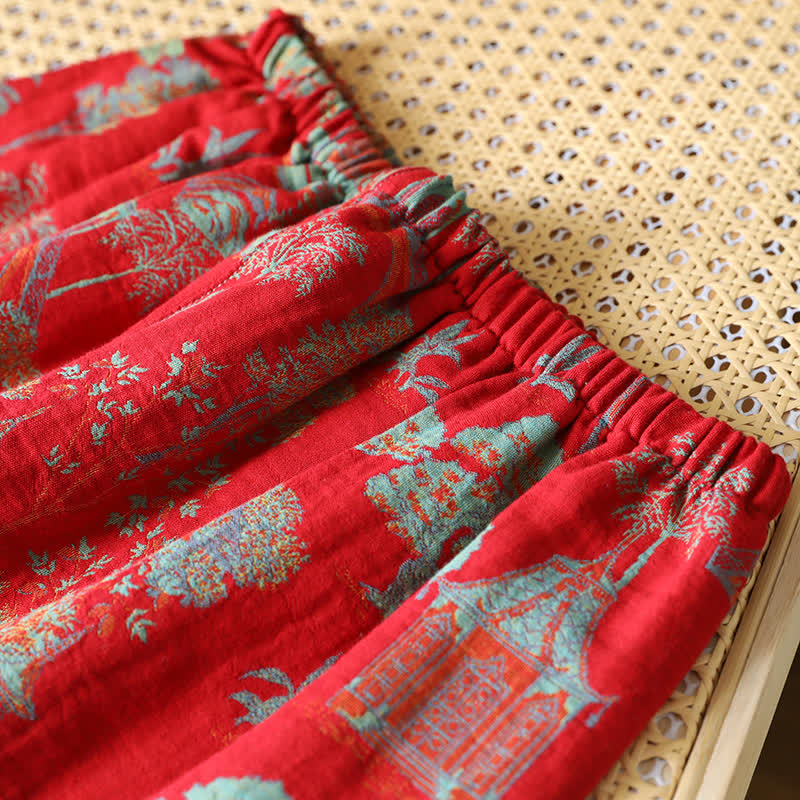 Completo da salotto in cotone jacquard a doppio filato con motivo ad albero