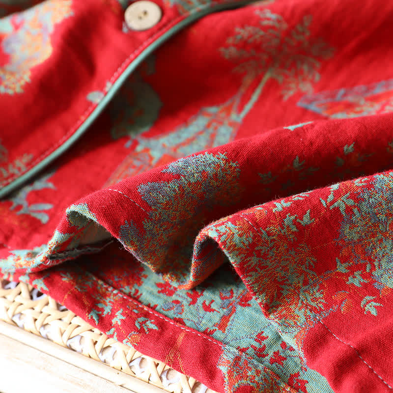Completo da salotto in cotone jacquard a doppio filato con motivo ad albero