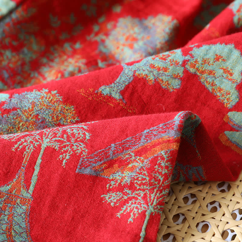 Completo da salotto in cotone jacquard a doppio filato con motivo ad albero