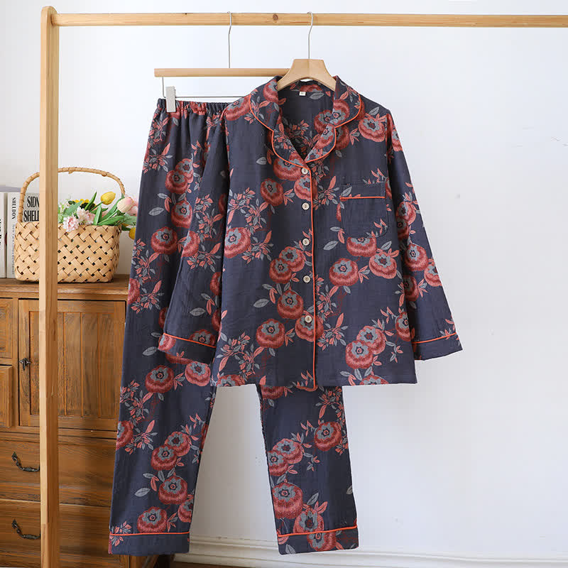 Completo da casa in cotone tinto in filo jacquard color cachi