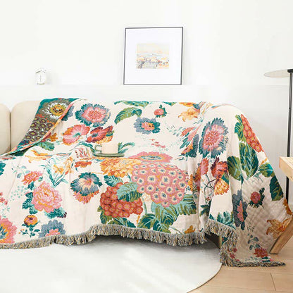 Trapunta reversibile con nappe in garza multistrato in cotone floreale
