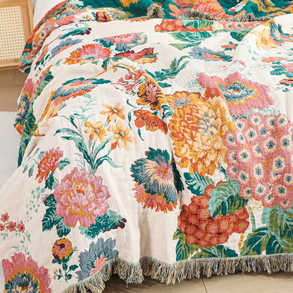 Trapunta reversibile con nappe in garza multistrato in cotone floreale