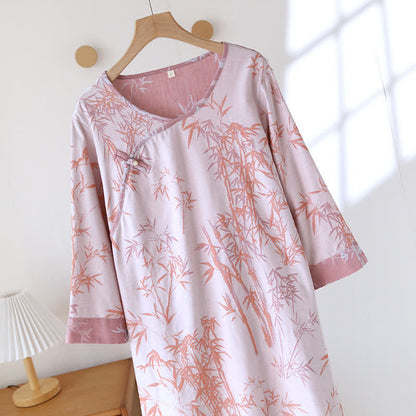 Camicia da notte vintage in garza di cotone e bambù jacquard