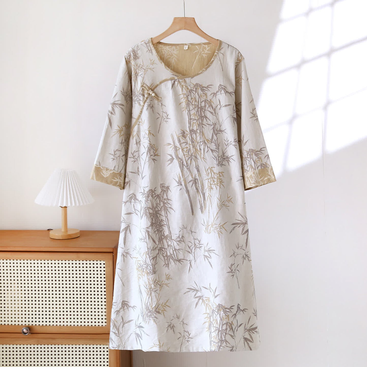 Camicia da notte vintage in garza di cotone e bambù jacquard