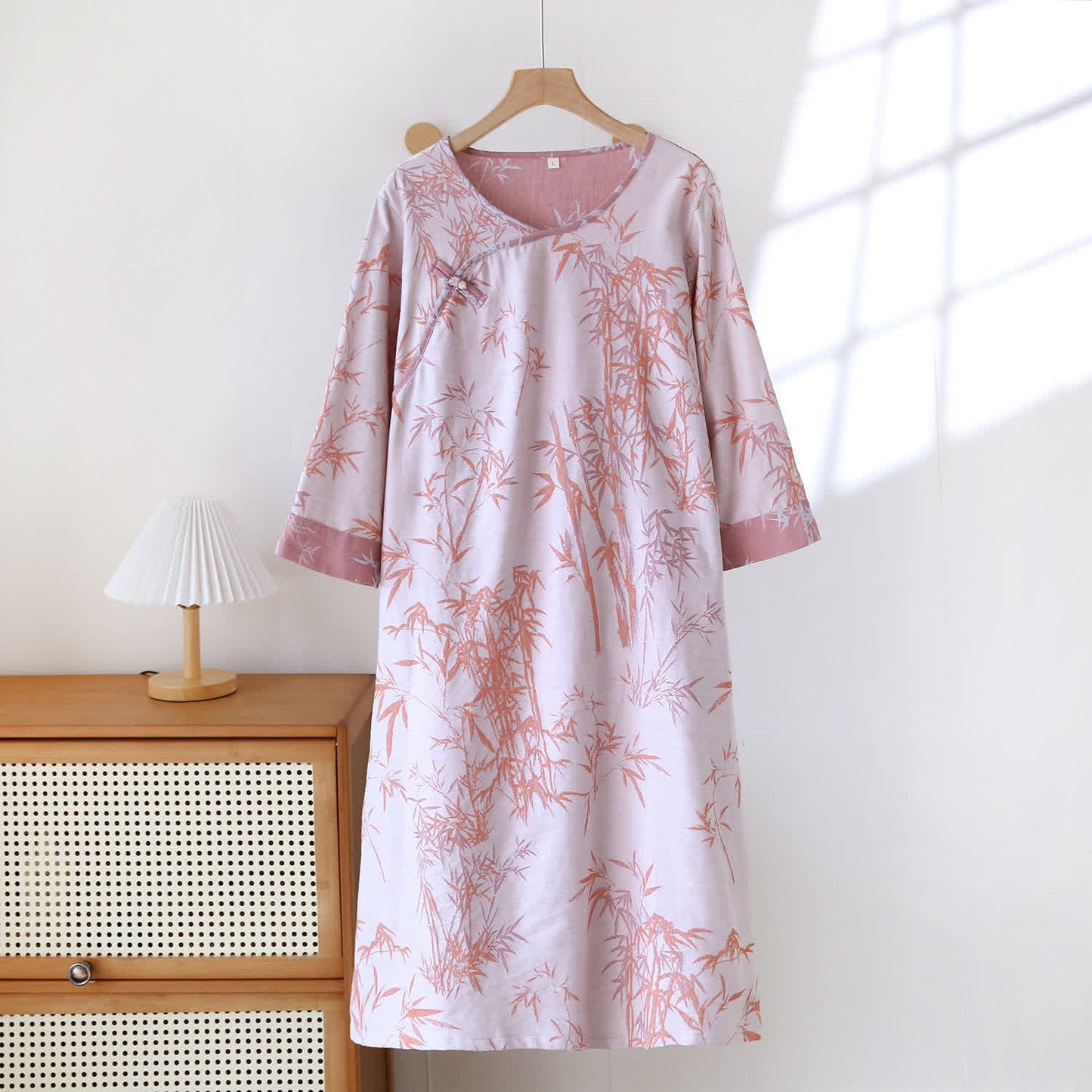 Camicia da notte vintage in garza di cotone e bambù jacquard