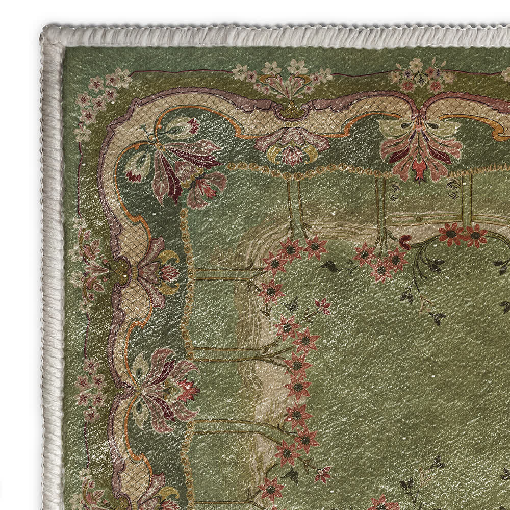 Tappeto antiscivolo per interni ed esterni in stile floreale vintage